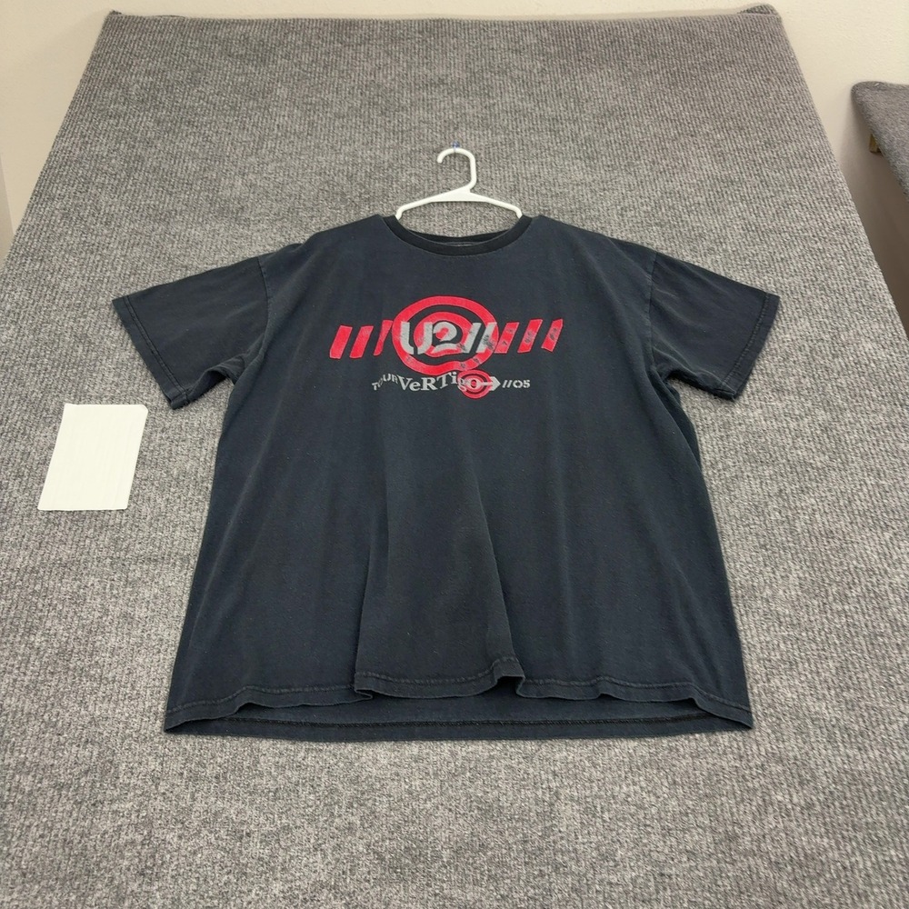 Vintage U2 T Shirt Mens XL Black Cotton Vertigo Tour 2005 Graphic Rock Band Tee